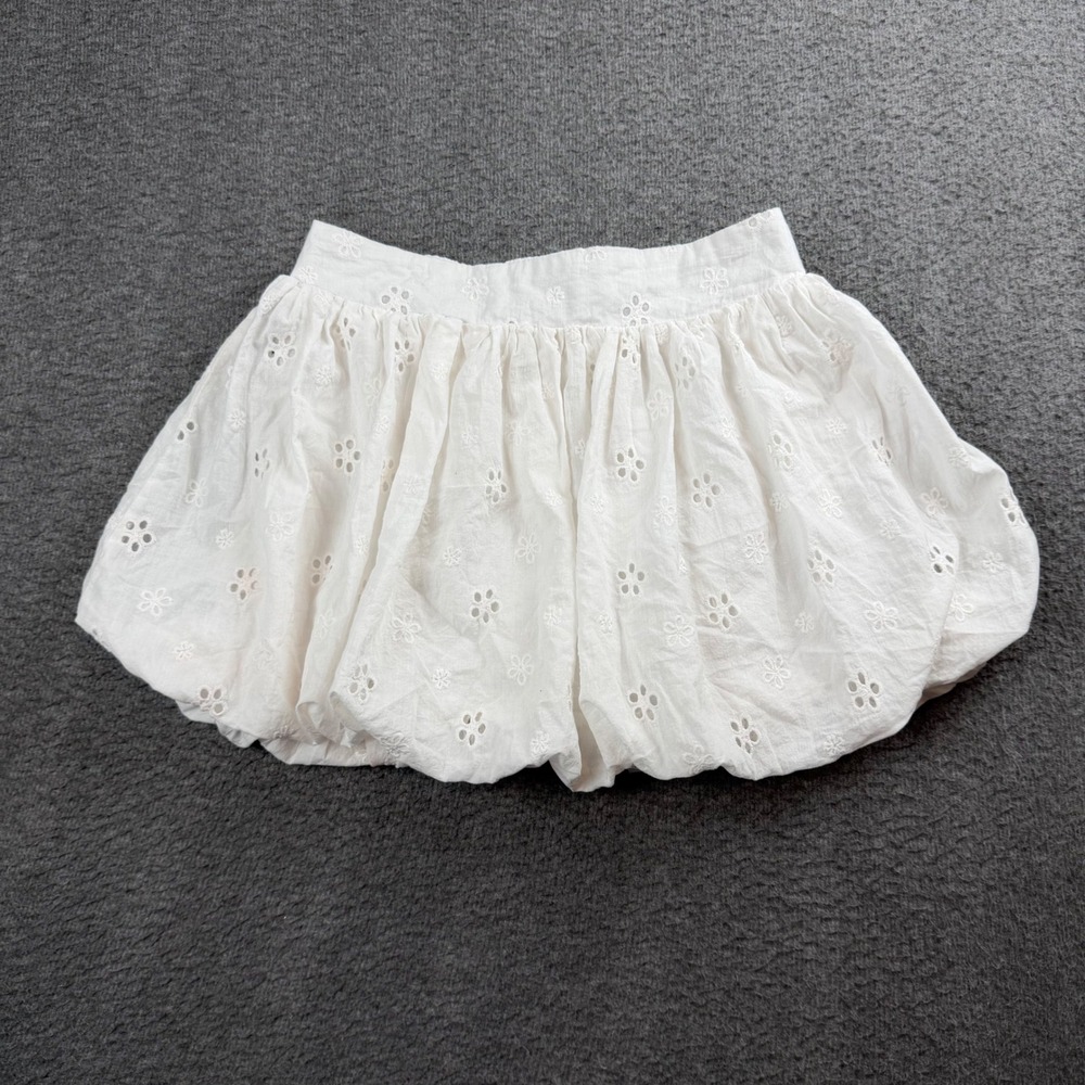 Passport Bubble Skirt Women Size S White Eyelet Cotton Mini Coquette Cottagecore
